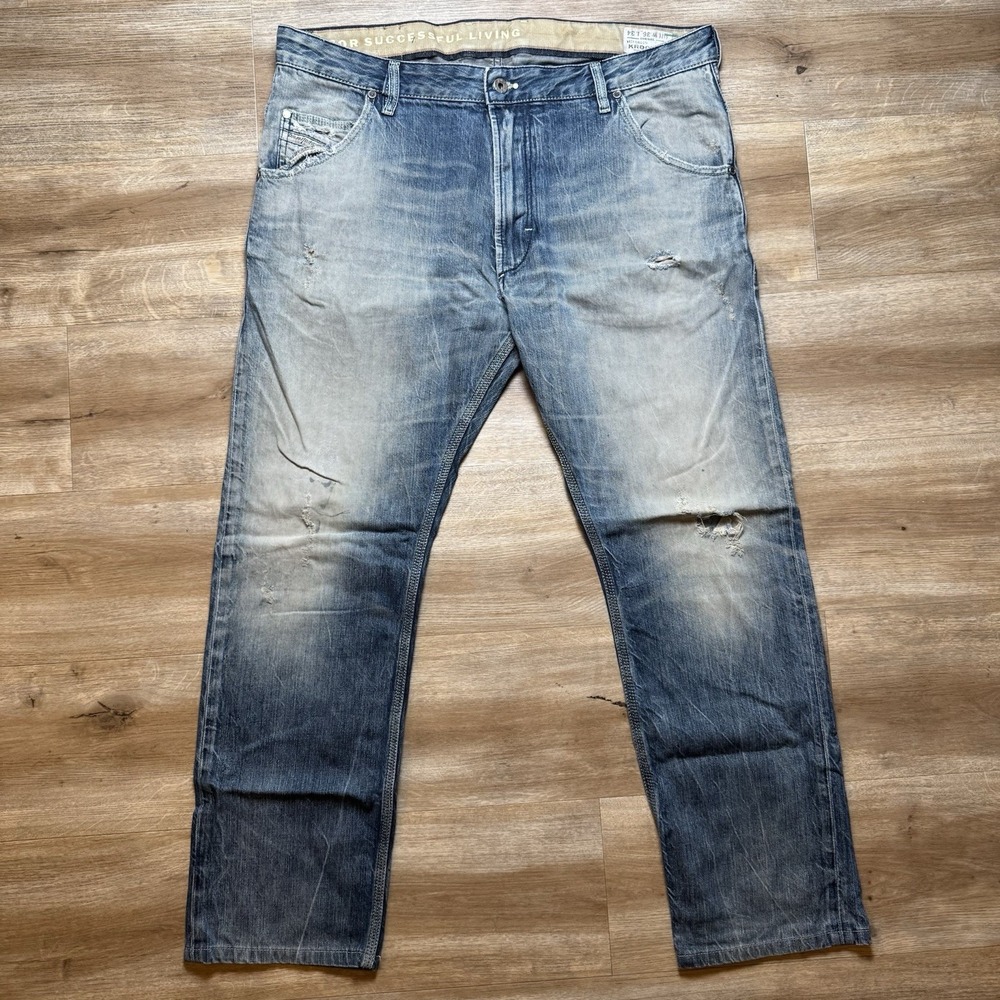 Diesel Jeans Men 36x30 Blue Krooley Slim Carrot Fit Made In Italy 0801N (Hemmed)